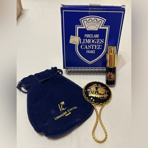 NIB! Porcelaine Limoges Castel France Mirror & Atomizer Set - Picture 5 of 6